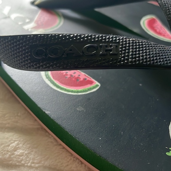 Coach NWOT Navy Flip Flops with Watermelon Design Size 7/8 - Picture 2 of 5